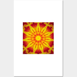 Flower Mandala Fire - Yellow, Orange and Red Posters and Art